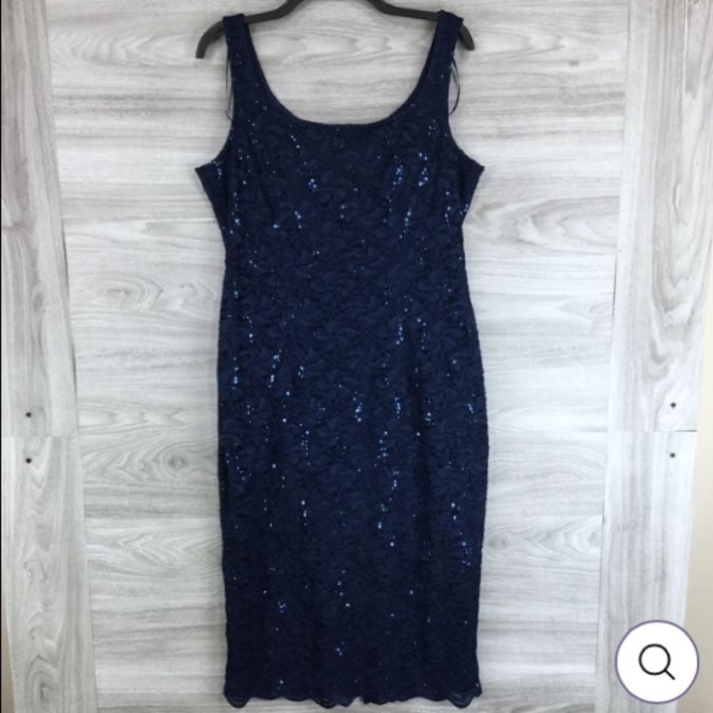 NEW Alex Evenings Sequin Lace Sheath Dress Size 16 - Picture 4 of 9